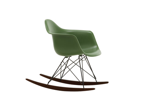 Eames RAR Plastic Armchair in Forest with Basic Dark Base and Dark Maple Rockers by Vitra