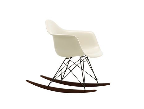 Eames RAR Plastic Armchair in Pebble with Basic Dark Base and Dark Maple Rockers by Vitra