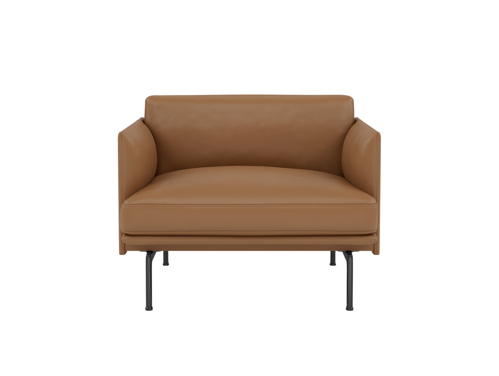 Outline Chair by Muuto - Black Painted Aluminium / Cognac Refine Leather